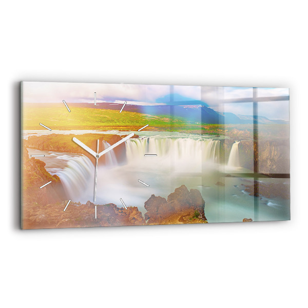 Horizontálne hodiny Godafoss na Islande