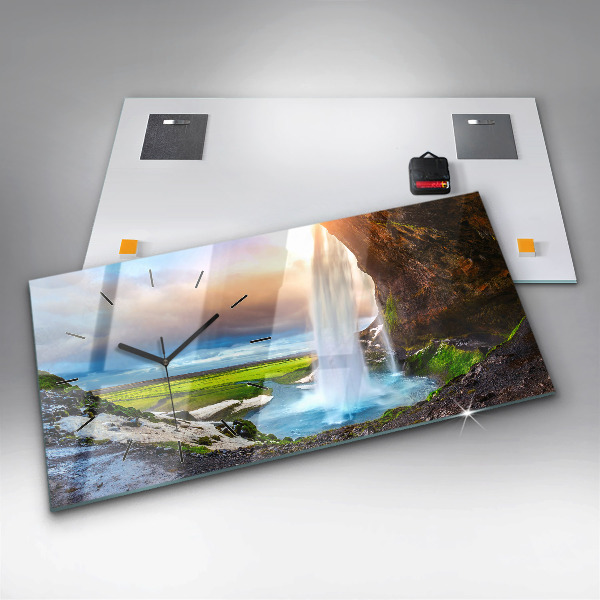 Horizontálne hodiny Vodopád na Islande