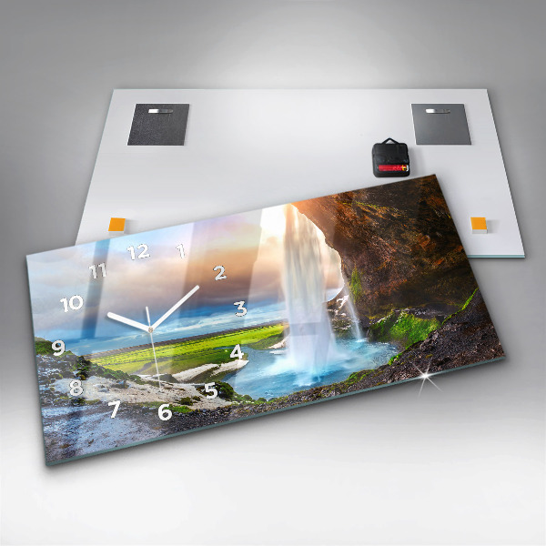 Horizontálne hodiny Vodopád na Islande