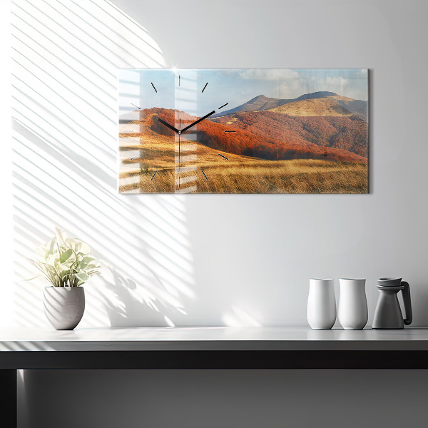 Horizontálne hodiny Horská krajina na jeseň