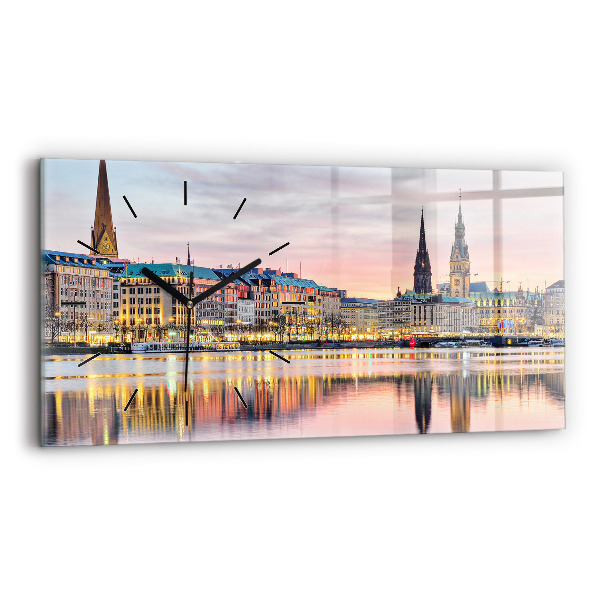 Horizontálne hodiny Alster v Hamburgu