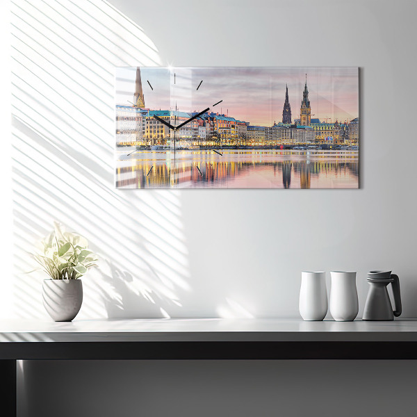 Horizontálne hodiny Alster v Hamburgu