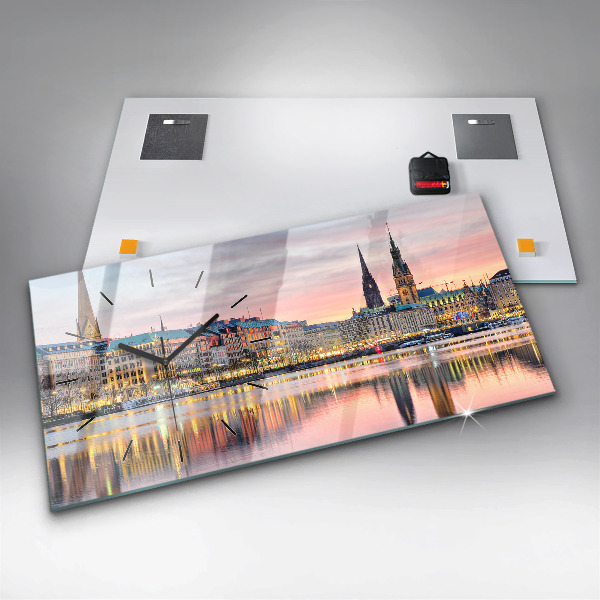 Horizontálne hodiny Alster v Hamburgu
