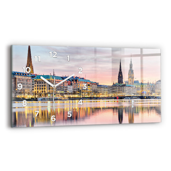 Horizontálne hodiny Alster v Hamburgu