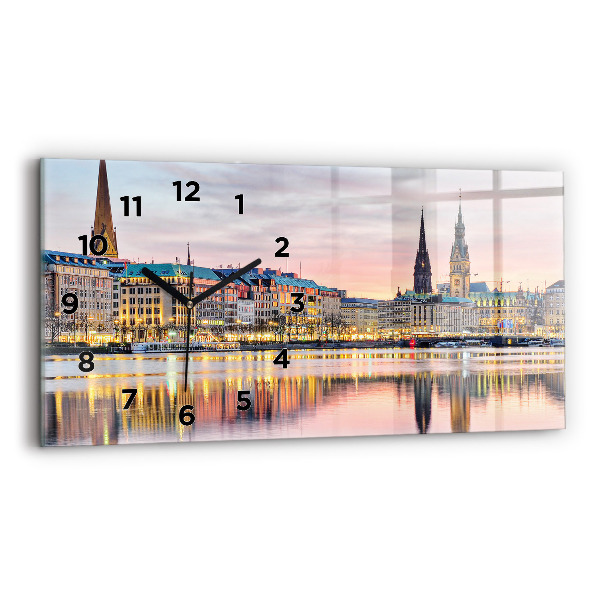 Horizontálne hodiny Alster v Hamburgu