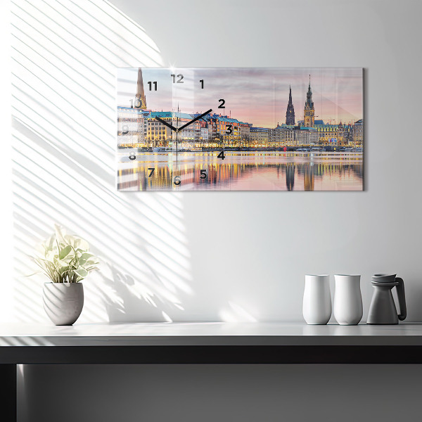 Horizontálne hodiny Alster v Hamburgu