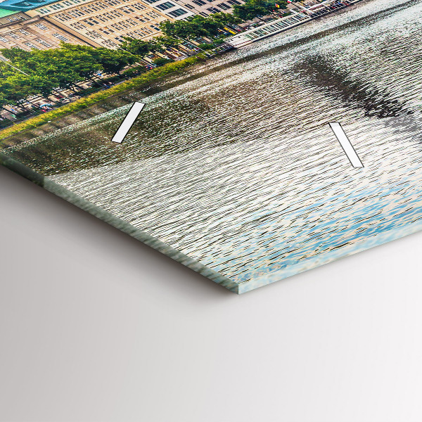 Horizontálne hodiny Binnenalster v Hamburgu