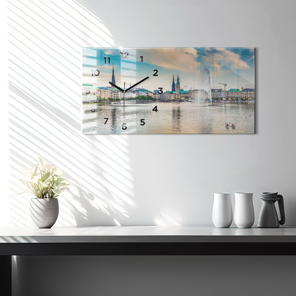 Horizontálne hodiny Binnenalster v Hamburgu