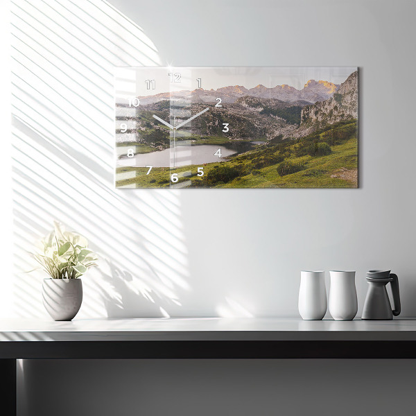 Horizontálne hodiny Jazero a pohorie Pyreneje