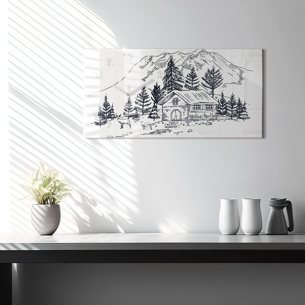 Horizontálne hodiny Kreslené mesto