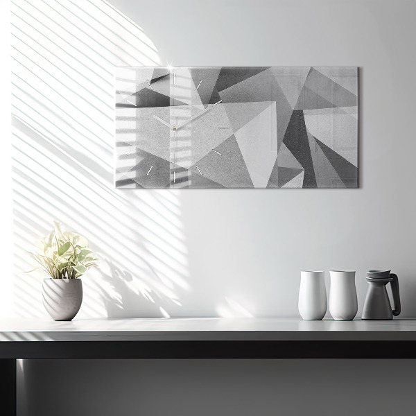 Horizontálne hodiny Šedá geometrická abstrakcia