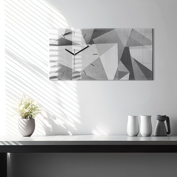 Horizontálne hodiny Šedá geometrická abstrakcia