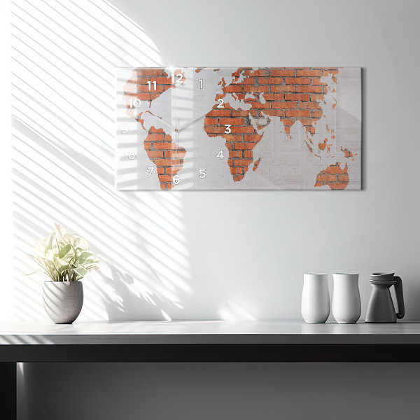 Horizontálne hodiny Tehlová mapa sveta