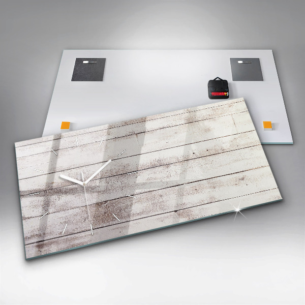 Horizontálne hodiny Svetlé drevené dosky