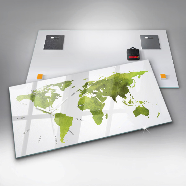 Horizontálne hodiny Akvarelová mapa sveta