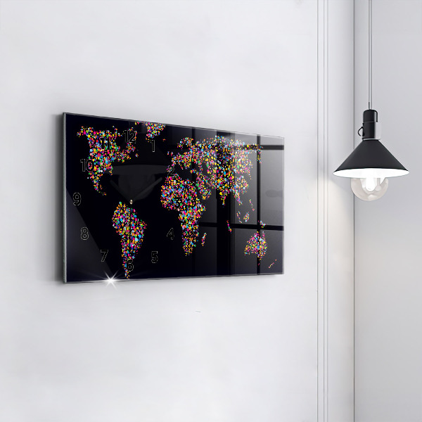Horizontálne hodiny Mapa sveta s bodkami