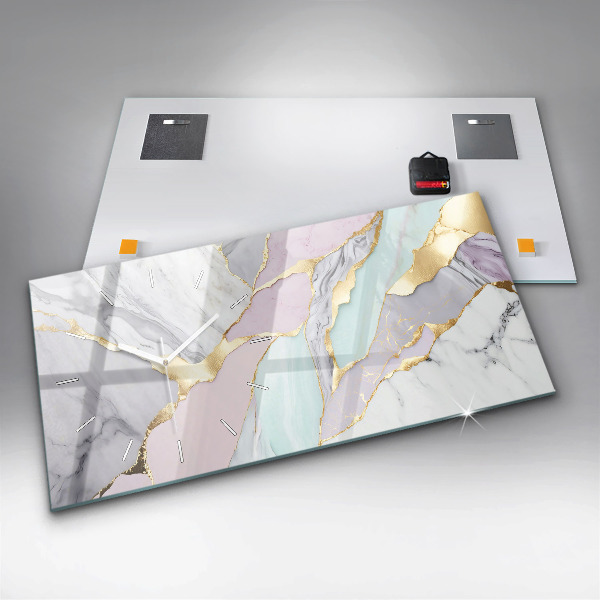 Horizontálne hodiny Mramorový vzor