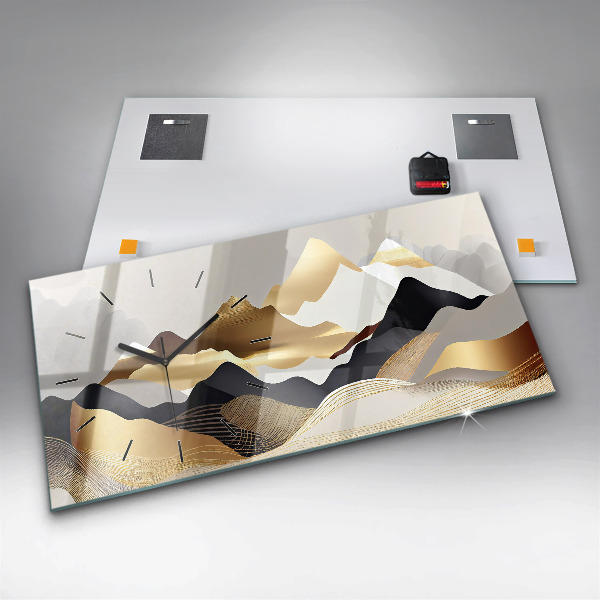 Horizontálne hodiny Abstraktné zlaté hory