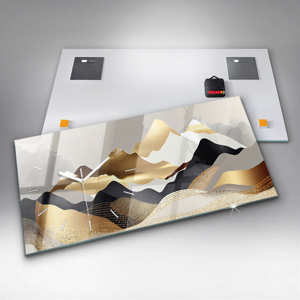 Horizontálne hodiny Abstraktné zlaté hory