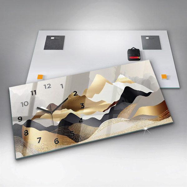 Horizontálne hodiny Abstraktné zlaté hory