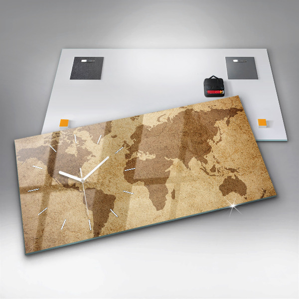 Horizontálne hodiny Vintage mapa sveta