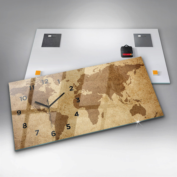 Horizontálne hodiny Vintage mapa sveta