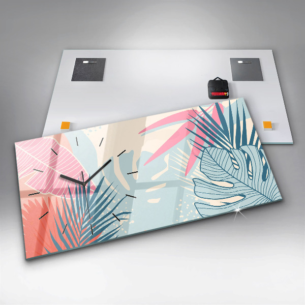 Horizontálne hodiny Pastelové listy