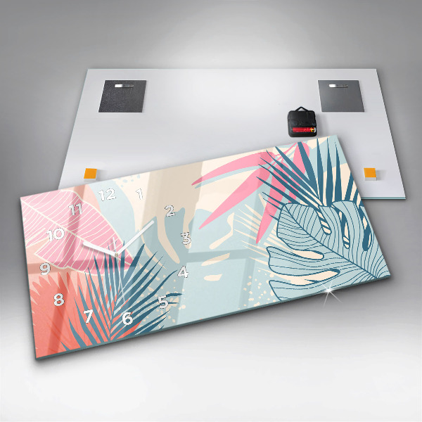 Horizontálne hodiny Pastelové listy