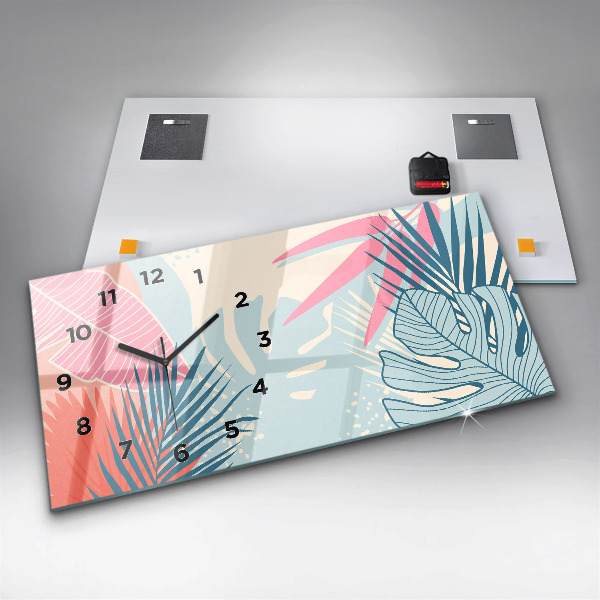 Horizontálne hodiny Pastelové listy