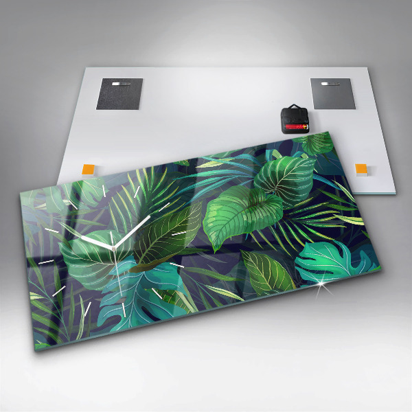 Horizontálne hodiny Exotické listy