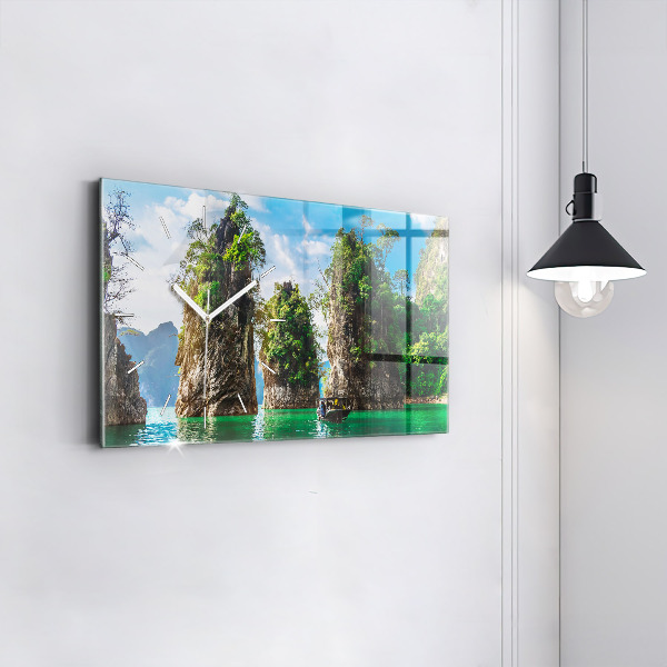 Horizontálne hodiny Jazerné stromy príroda