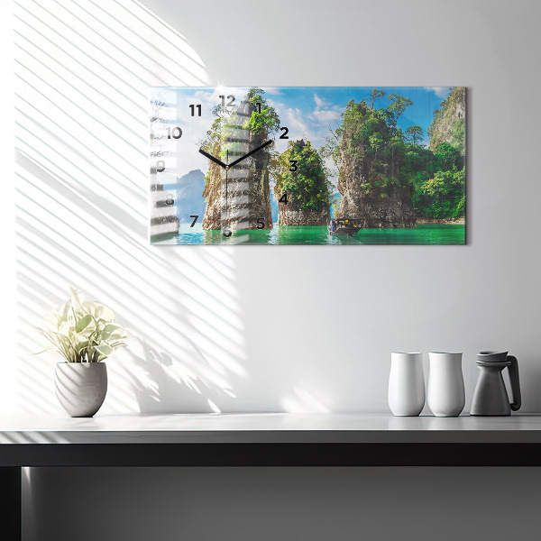 Horizontálne hodiny Jazerné stromy príroda