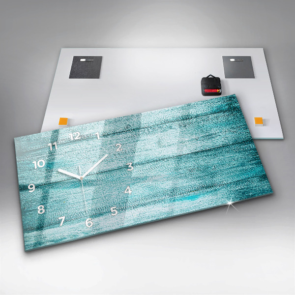 Horizontálne hodiny Modré staré drevo