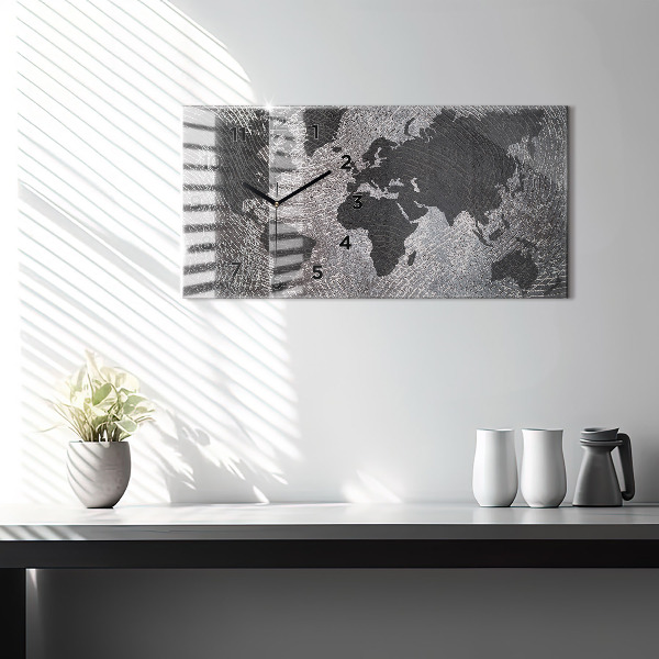 Horizontálne hodiny Konkrétna mapa sveta