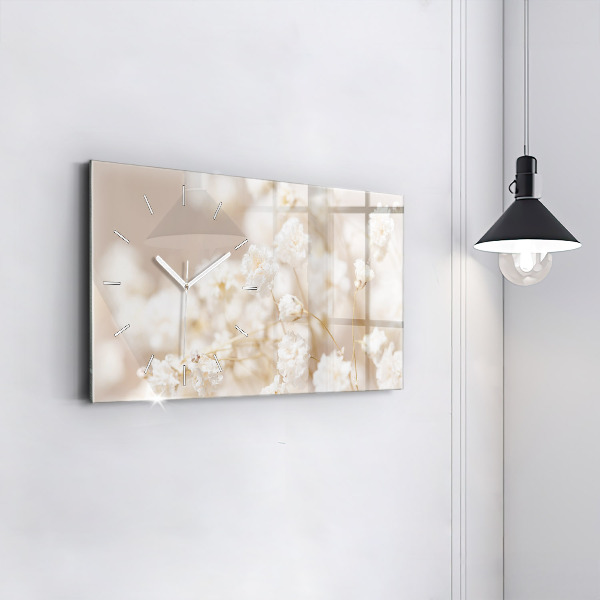 Horizontálne hodiny Malé biele kvety