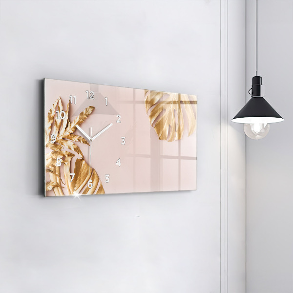 Horizontálne hodiny Zlaté tropické listy