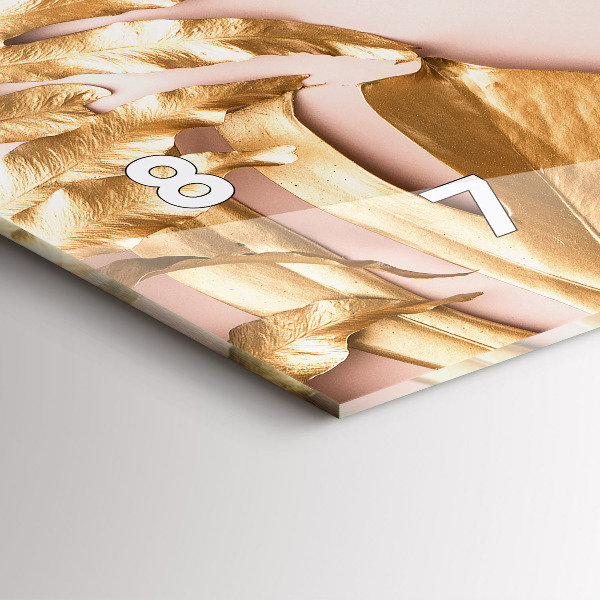 Horizontálne hodiny Zlaté tropické listy