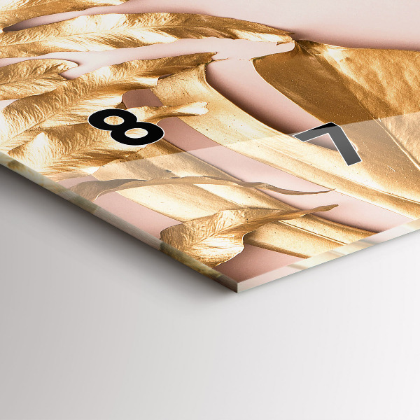 Horizontálne hodiny Zlaté tropické listy