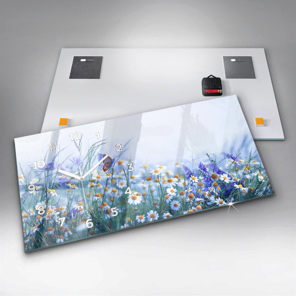 Horizontálne hodiny Motýľ na lúke