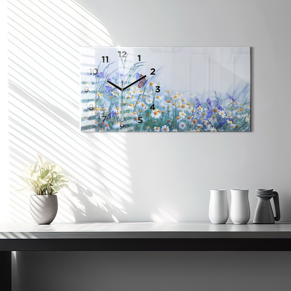 Horizontálne hodiny Motýľ na lúke