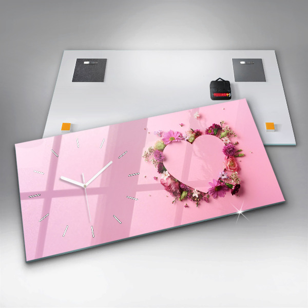 Horizontálne hodiny Srdce vyrobené z kvetov