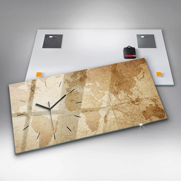 Horizontálne hodiny Vintage mapa sveta