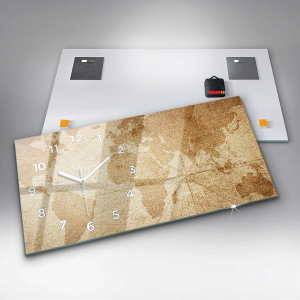 Horizontálne hodiny Vintage mapa sveta