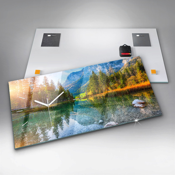 Horizontálne hodiny Horská krajina rieky