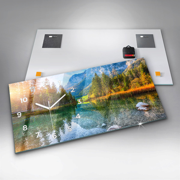 Horizontálne hodiny Horská krajina rieky