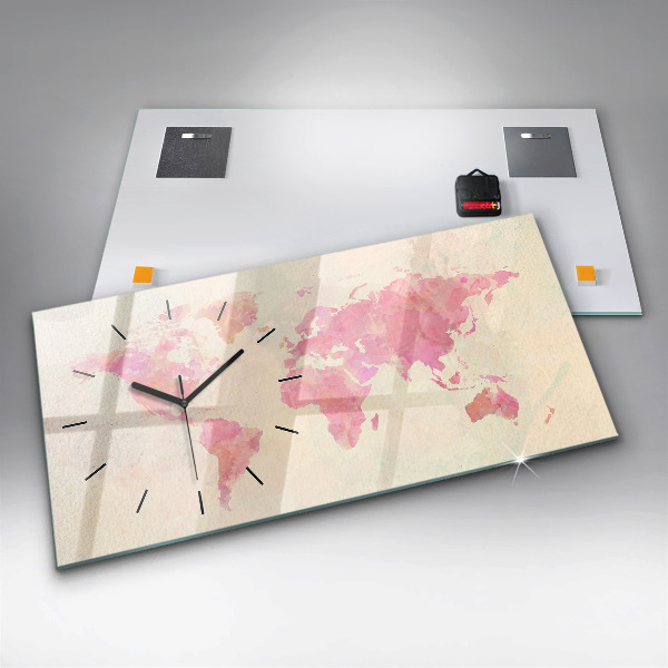 Horizontálne hodiny Akvarelová mapa sveta
