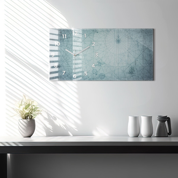 Horizontálne hodiny Vintage mapa