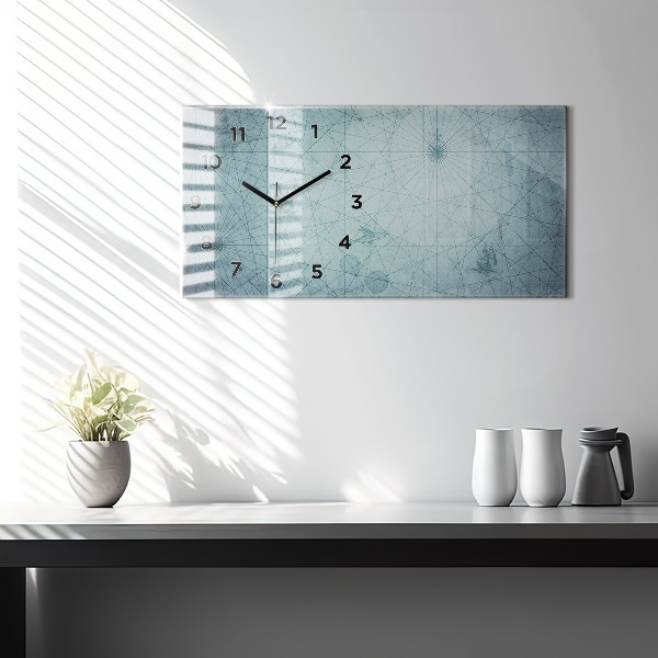 Horizontálne hodiny Vintage mapa