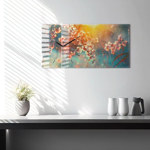 Horizontálne hodiny Jarné kvety