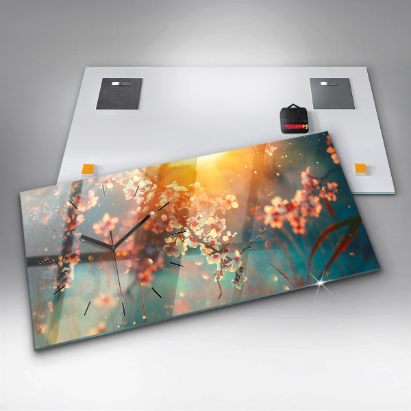 Horizontálne hodiny Jarné kvety